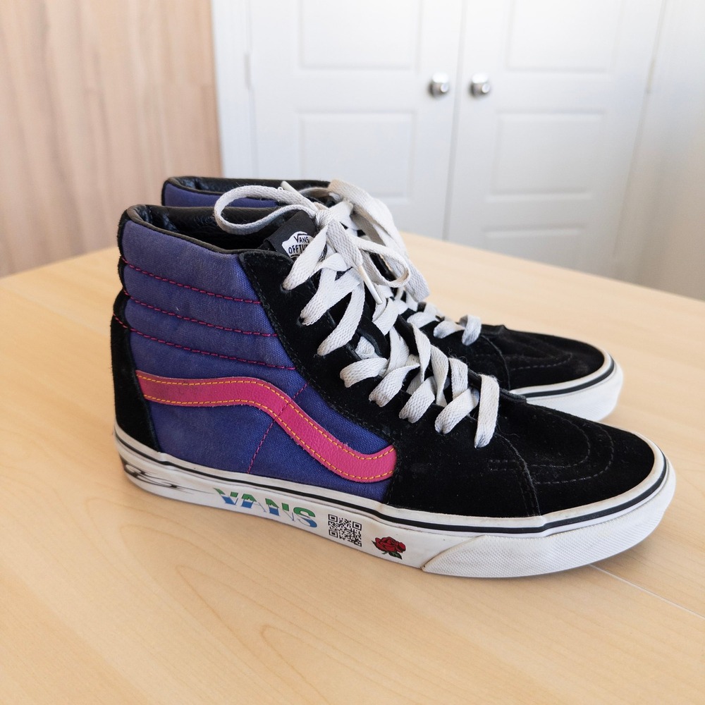 Vans Sk8-Hi Disruptive Sneakers M6.5 W8 Purple Black Graphic High Top Skater